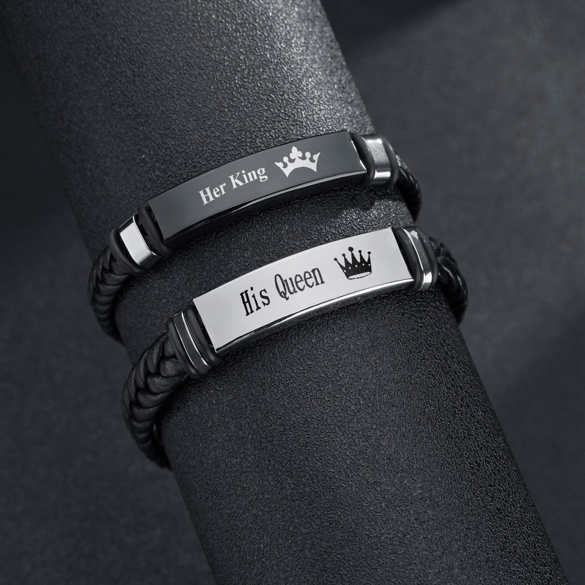 New cross-border Amazon products from Europe and America are now available: stainless steel simple bracelet, couple's leather hand-woven fashionable wristband