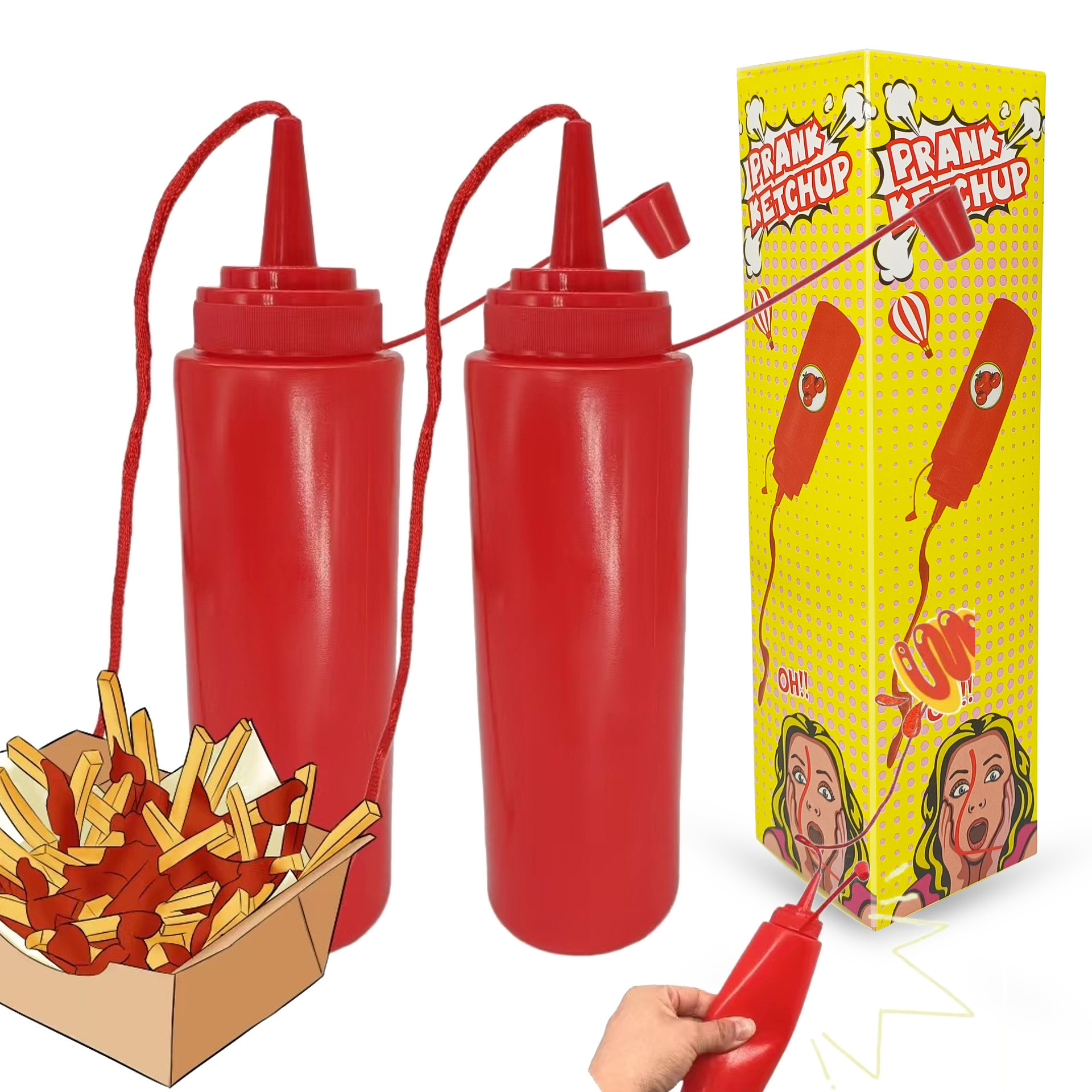 Influenciador pasta de tomate juguete juguete jugos de tomate parodia descompresión escultura de arena susto botella de tomate Specification image
