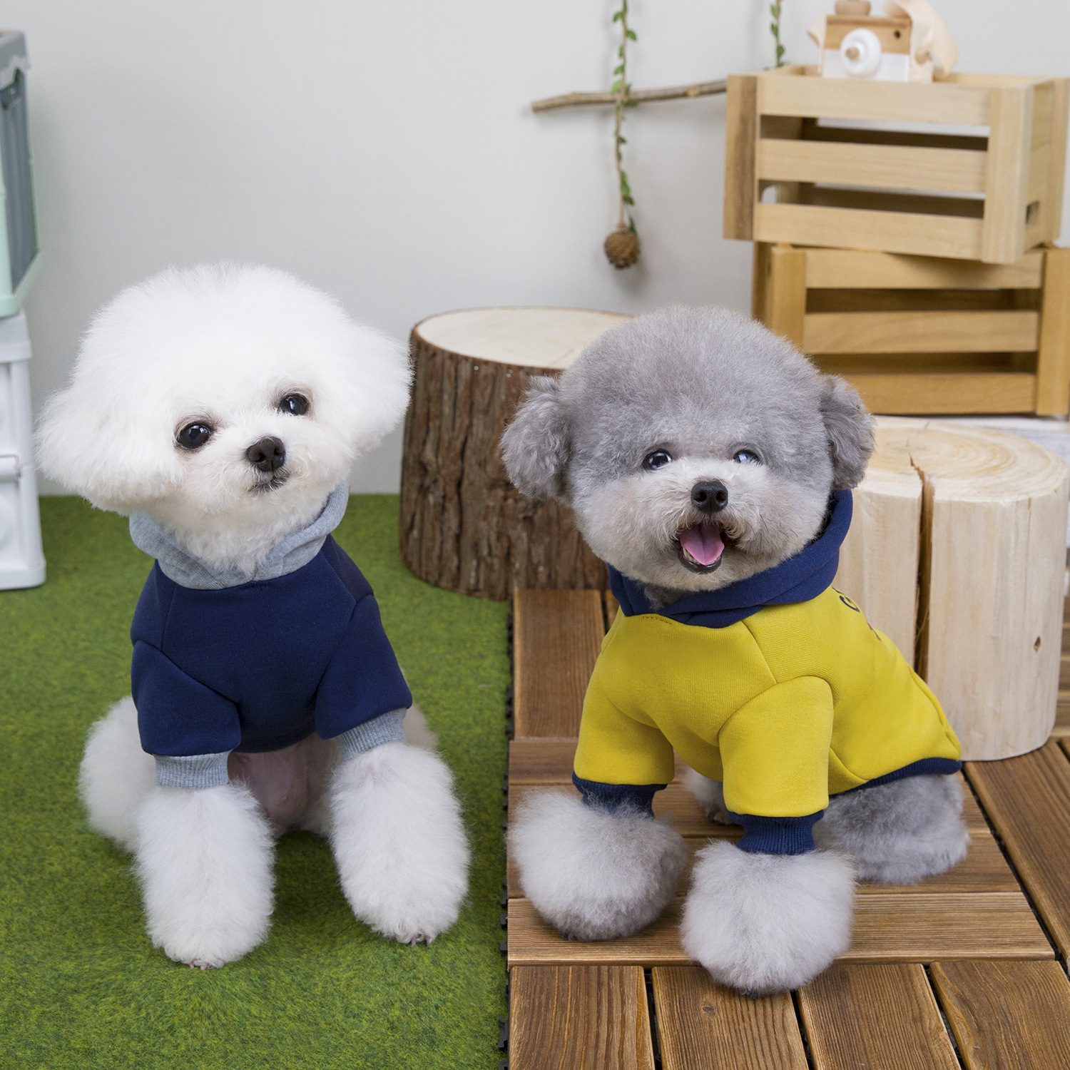 Dog clothes, autumn and winter outfits, teddy bichon Frise, small dog and cat two-legged pet clothes, winter morning sweatshirts details Picture
