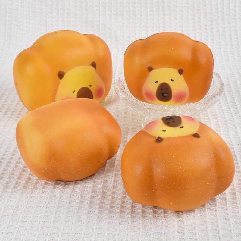 卡皮巴拉湿软PU慢回弹黄油小熊仿真面包模型捏捏乐解压发泄玩具