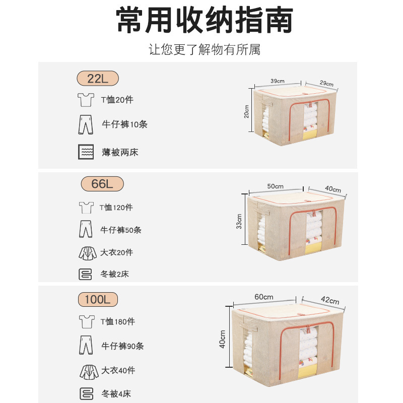 棉麻百纳箱防潮布艺可折叠玩具储物箱衣服被子收纳箱防潮收纳箱细节图