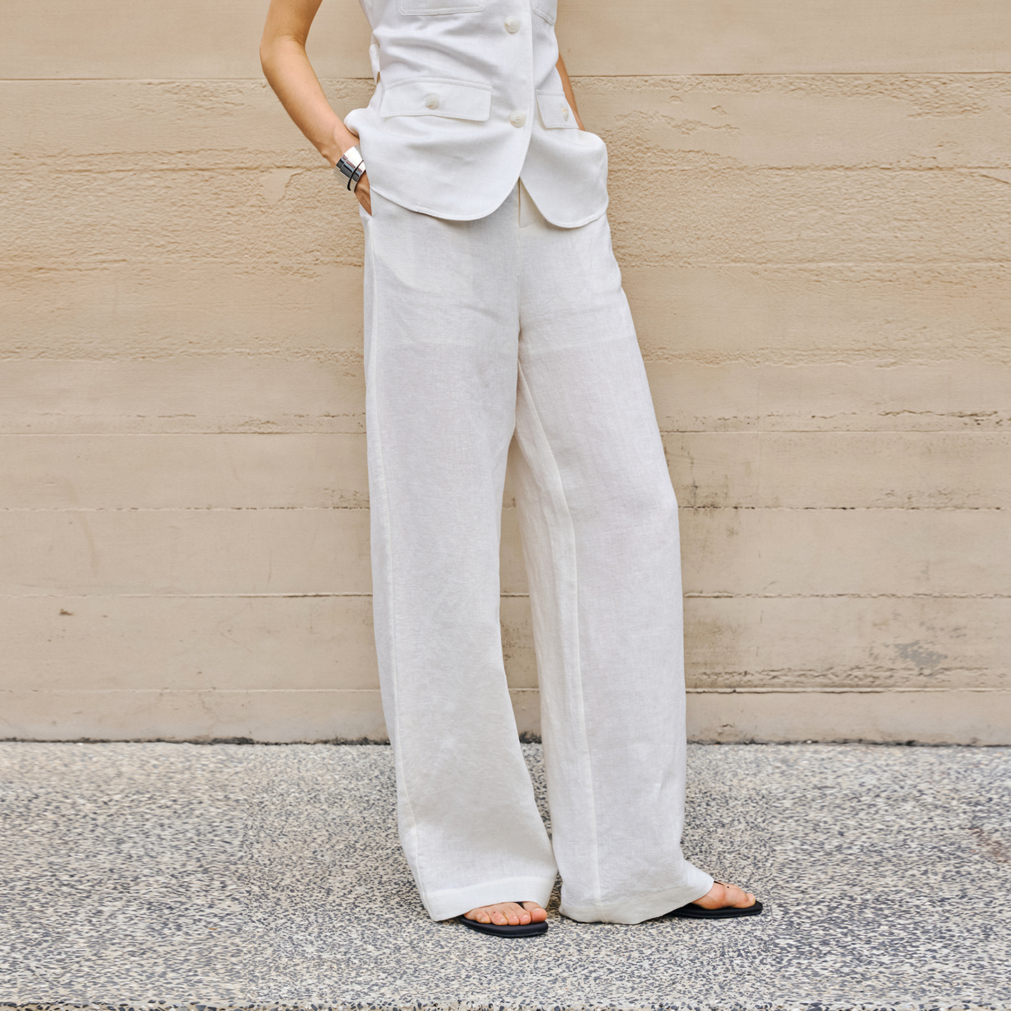 Linen loose straight-leg pants for commuting, long pants with a high-quality feel for old money, high-waisted fashionable linen casual pants for women in spring and summer Application Scenario