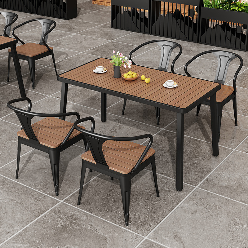 户外桌椅露天外休闲别墅咖啡厅摆塑木防腐庭院组合套装餐桌椅桌椅详情图3