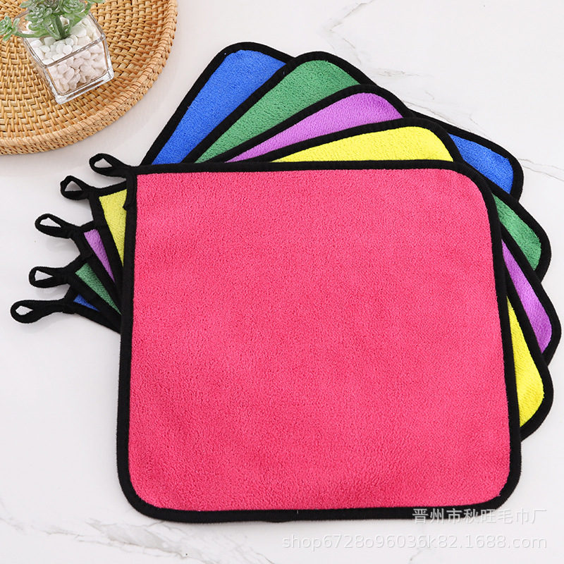 厂家批发双面清洁毛巾汽车专用吸水擦车巾抹布珊瑚绒加厚小毛巾细节图