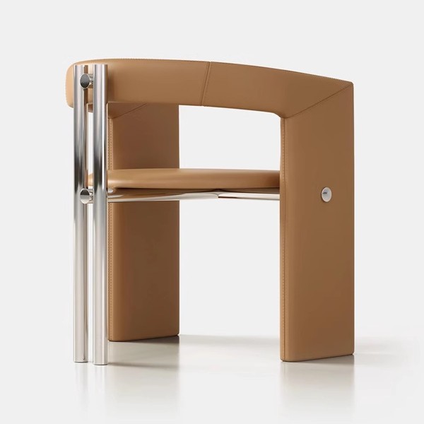 Nordic light luxury stainless steel dining chairs, home leather dining chairs, designer club coffee shop chairs, sales office negotiation chairs Application Scenario
