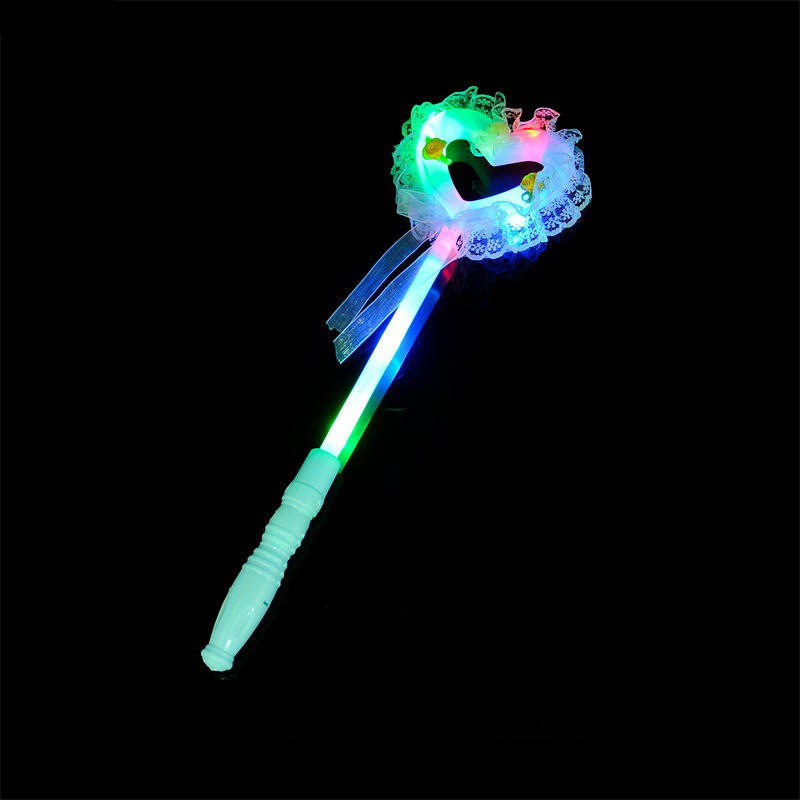 Heart-shaped glowing fairy wand, lace heart-shaped flashing stick, heart-shaped magic lollipop, children's glowing toy Specification image
