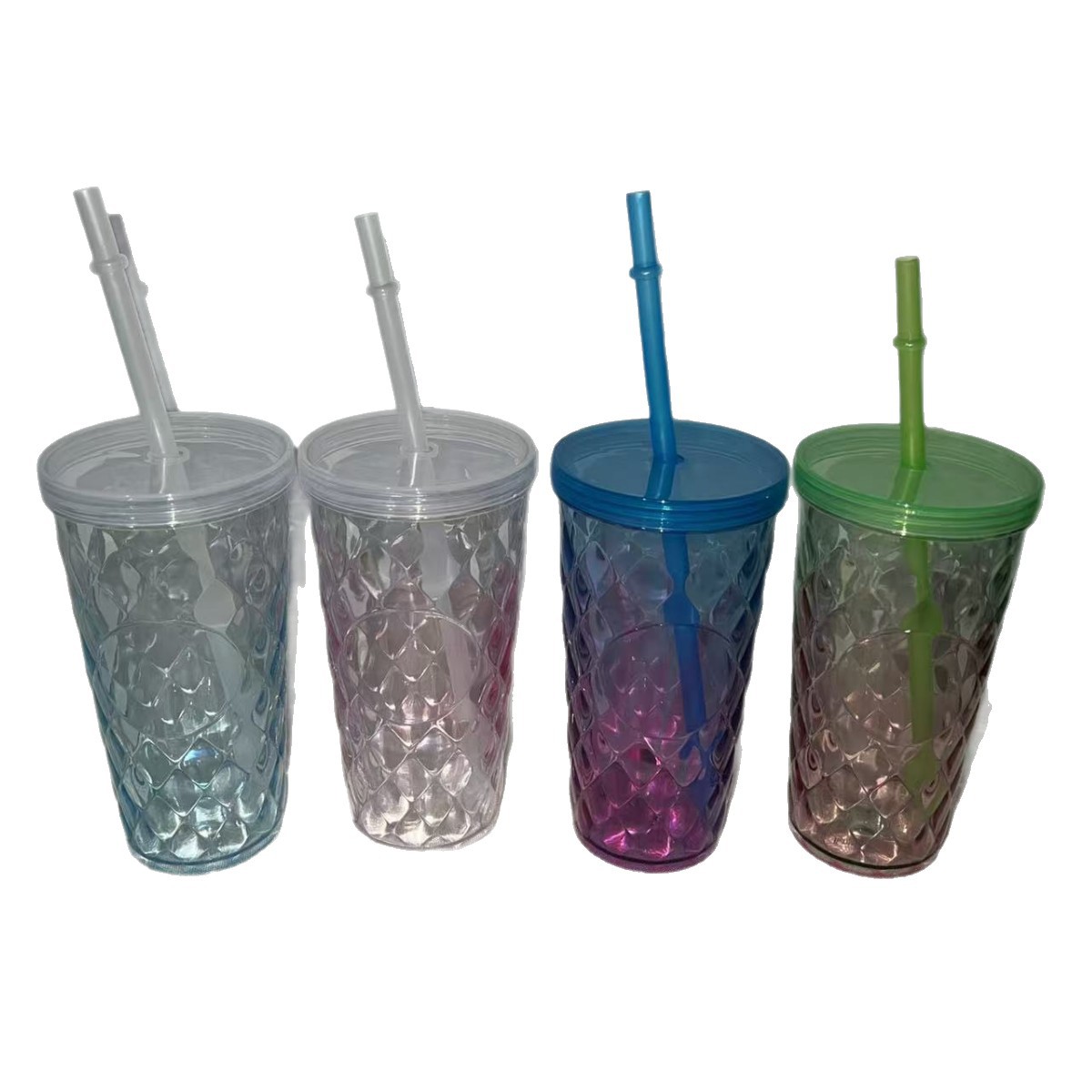 24OZ double-layer high appearance level pineapple-shaped straw cup Item Picture