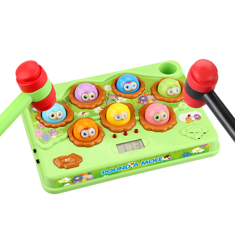五星儿童电动打地鼠七彩灯光音效计分闯关游戏机儿童益智敲打玩具白底实物图