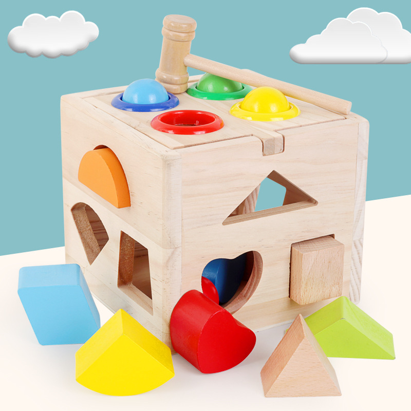 宝宝幼教益智方块积木智力盒1-2岁儿童蒙氏早教形状配对玩具趣味产品图