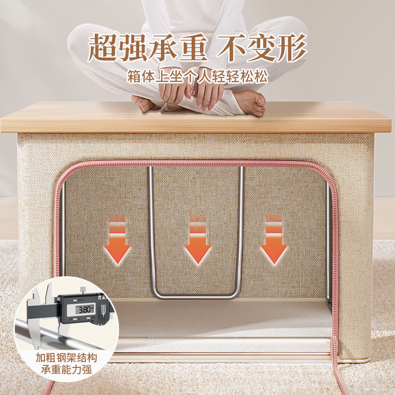 收纳箱/百纳箱棉麻/带轮整理箱/收纳/露营收纳箱细节图