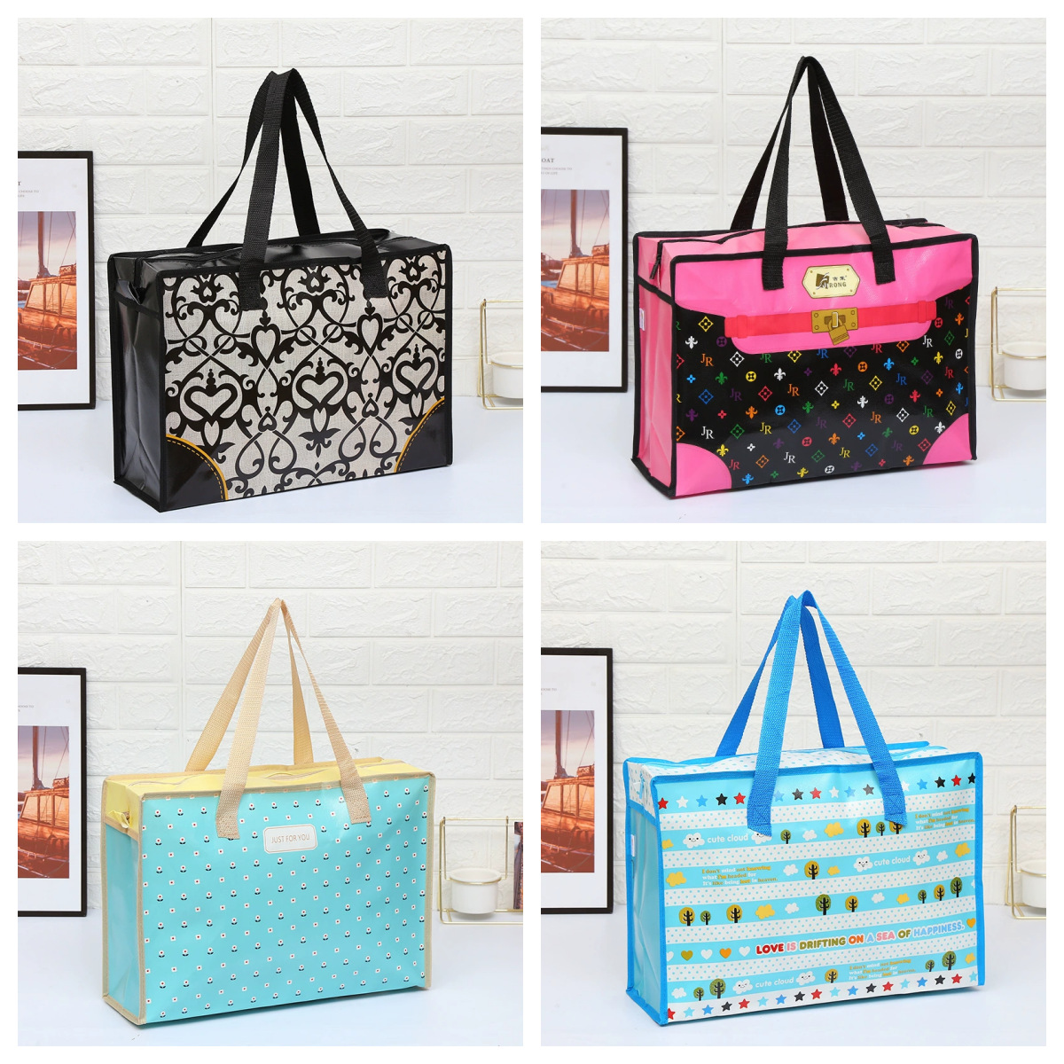 源头工厂批发手提购物袋无纺布袋收纳袋旅行行李袋衣物打包袋大容量防水承重旅游出行携带方便