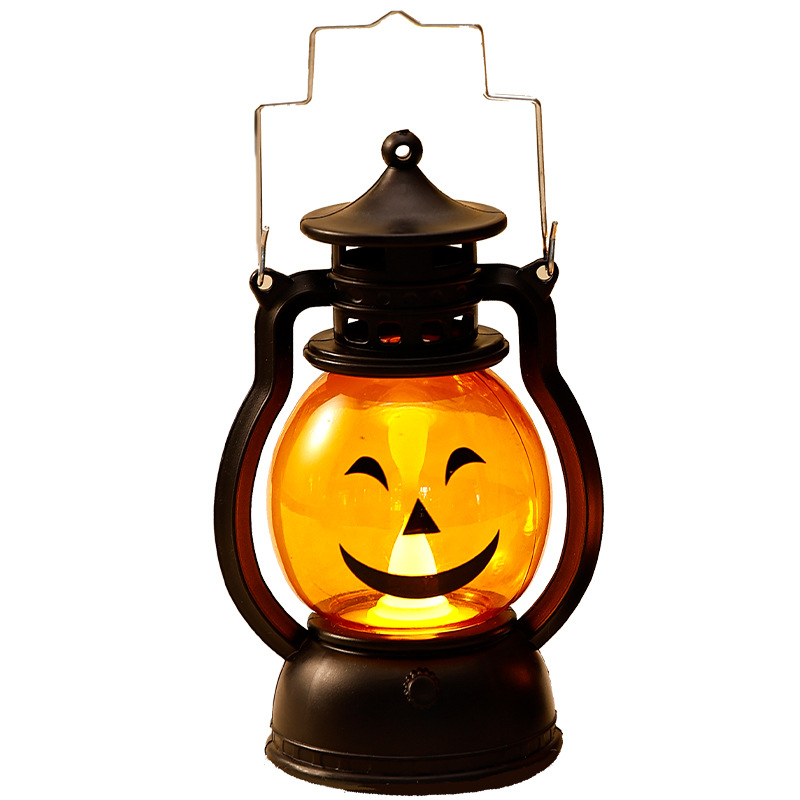 Halloween retro oil lanterns, hand-held pumpkin lanterns, ghost lanterns, funny glowing night lights, cake decorations Item Picture