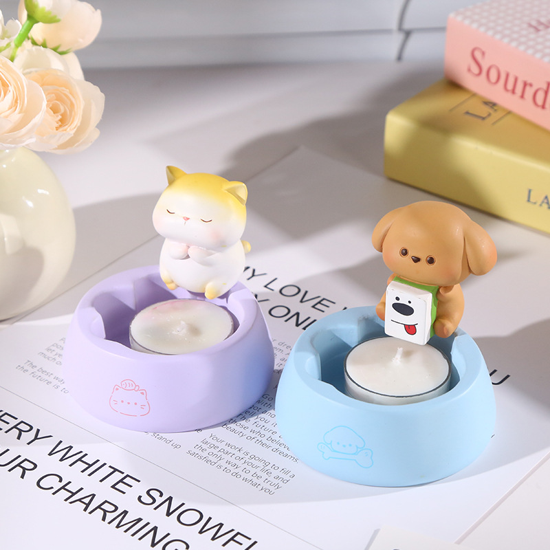 Cute fragrance candlestick blind box, cartoon animal design, desktop resin ornaments, trendy gifts, gift blind box Specification image