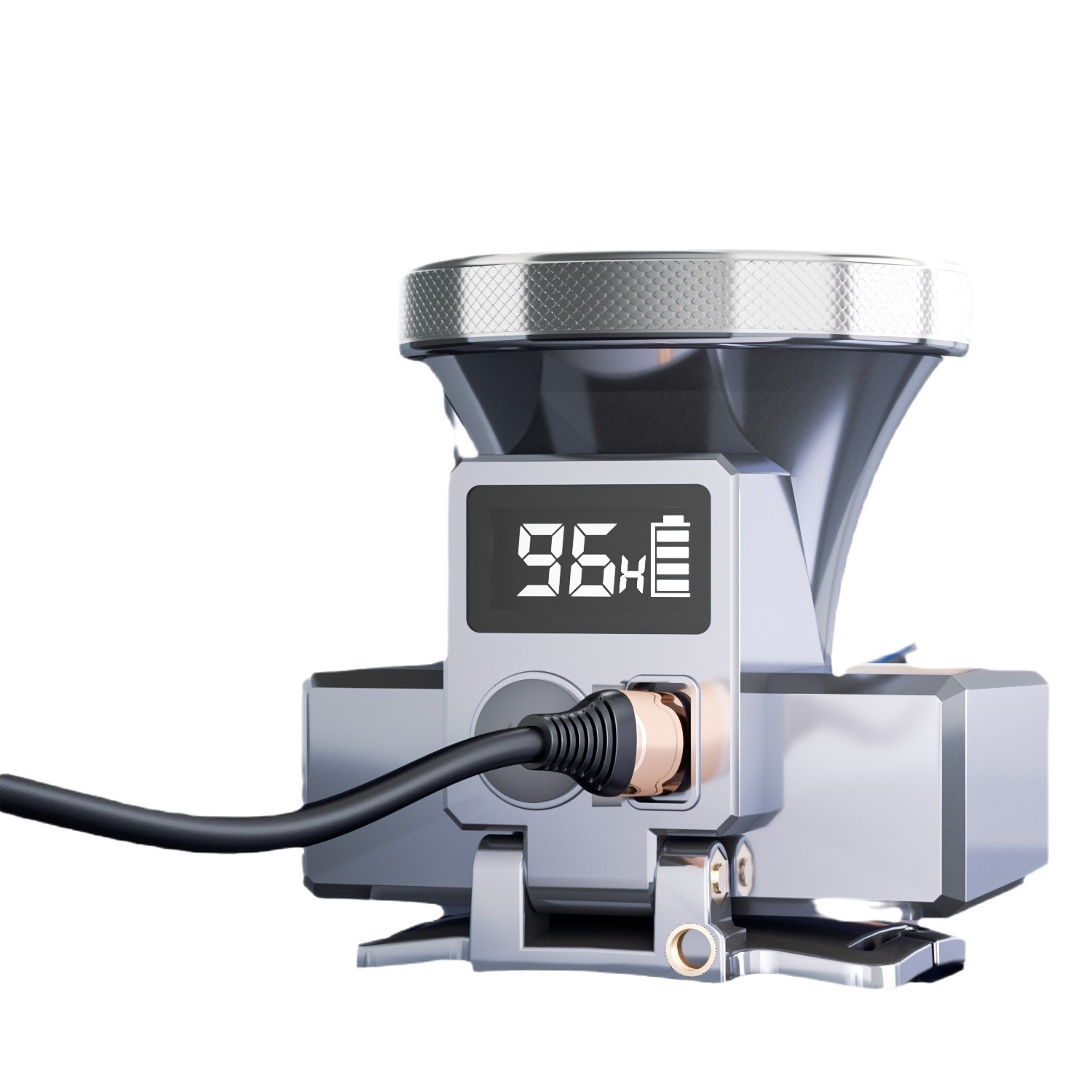 Cross-border two-light source, LED battery level display, charging, night riding headlight, zoom, long-range, aluminum alloy miner's lamp, strong headlight, night fishing headlight, work light Item Picture