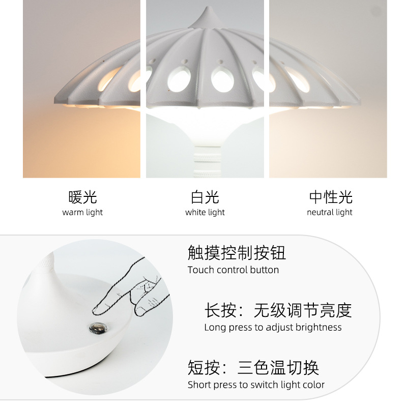 网红台灯led卧室床头灯伞形小夜灯触摸氛围灯跨境批发触摸小台灯细节图