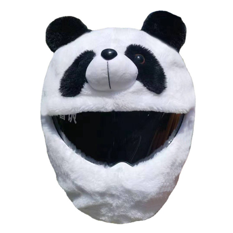 Cross-border bestseller, street blast, powerful helmet decoration set, rabbit plush motorcycle cool helmet set, cute panda mask Item Picture