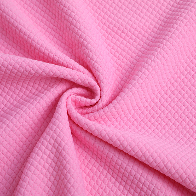 大量现货 涤氨针织空气层夹丝棉菱形格提花布 记忆枕家纺服装面料产品图