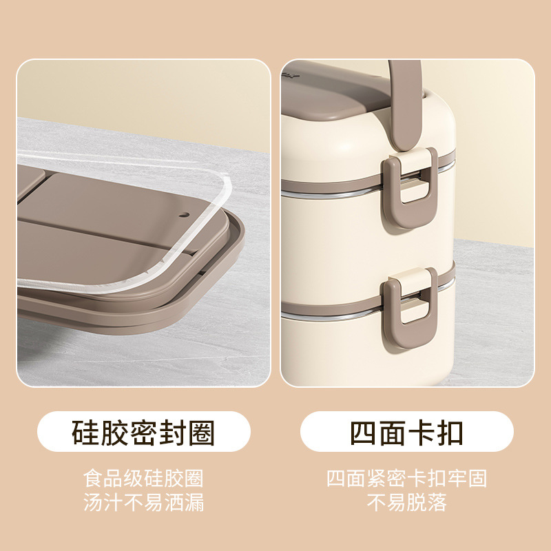 304 stainless steel double-layer lunch box, microwave oven-safe without leakage, insulated lunch box, multi-layer compartments bento box Application Scenario