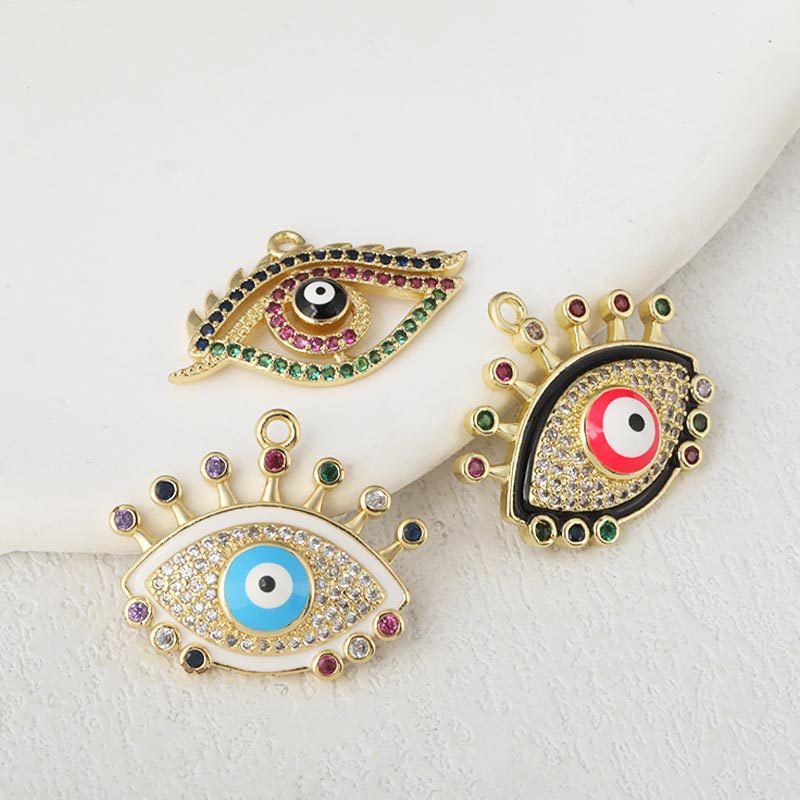 Wholesale of new accessories on AliExpress and Amazon: Colored zircon collarbone chain, oil drip enamel eye pendant necklace Specification image