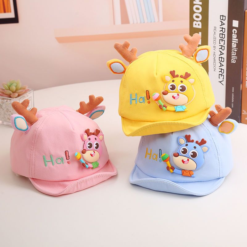 婴儿鸭舌帽春秋可爱超萌小熊拼色男女儿童棒球帽软檐宝宝帽子秋季细节图