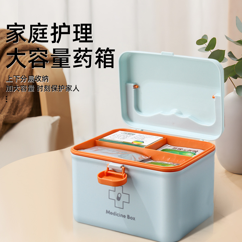 Household medicine box, family-sized small medicine box for storage, portable multi-layer children's first aid small medicine box, wholesale of household medicine boxes