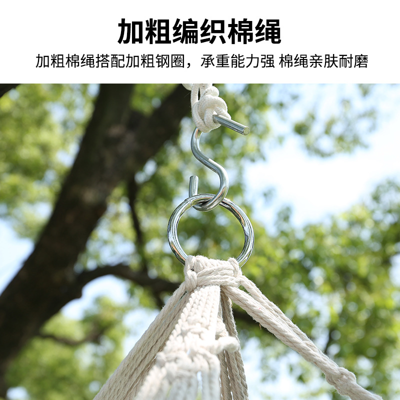 Fringed handcrafted hammock weaving net, double leisure camping hanging chair, courtyard hanging basket chair, outdoor camping swing wholesale Specification image