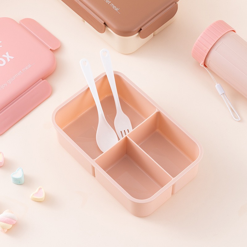 Office workers' compartments for lunch boxes and bento boxes, student-specific sealed microwave-safe lunch boxes and water cup sets details Picture