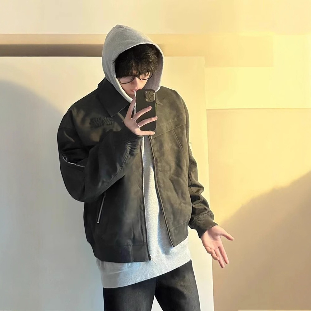 cleanfit American retro lapel leather jacket for men, spring and autumn, high-end and trendy short flight jacket for men Application Scenario