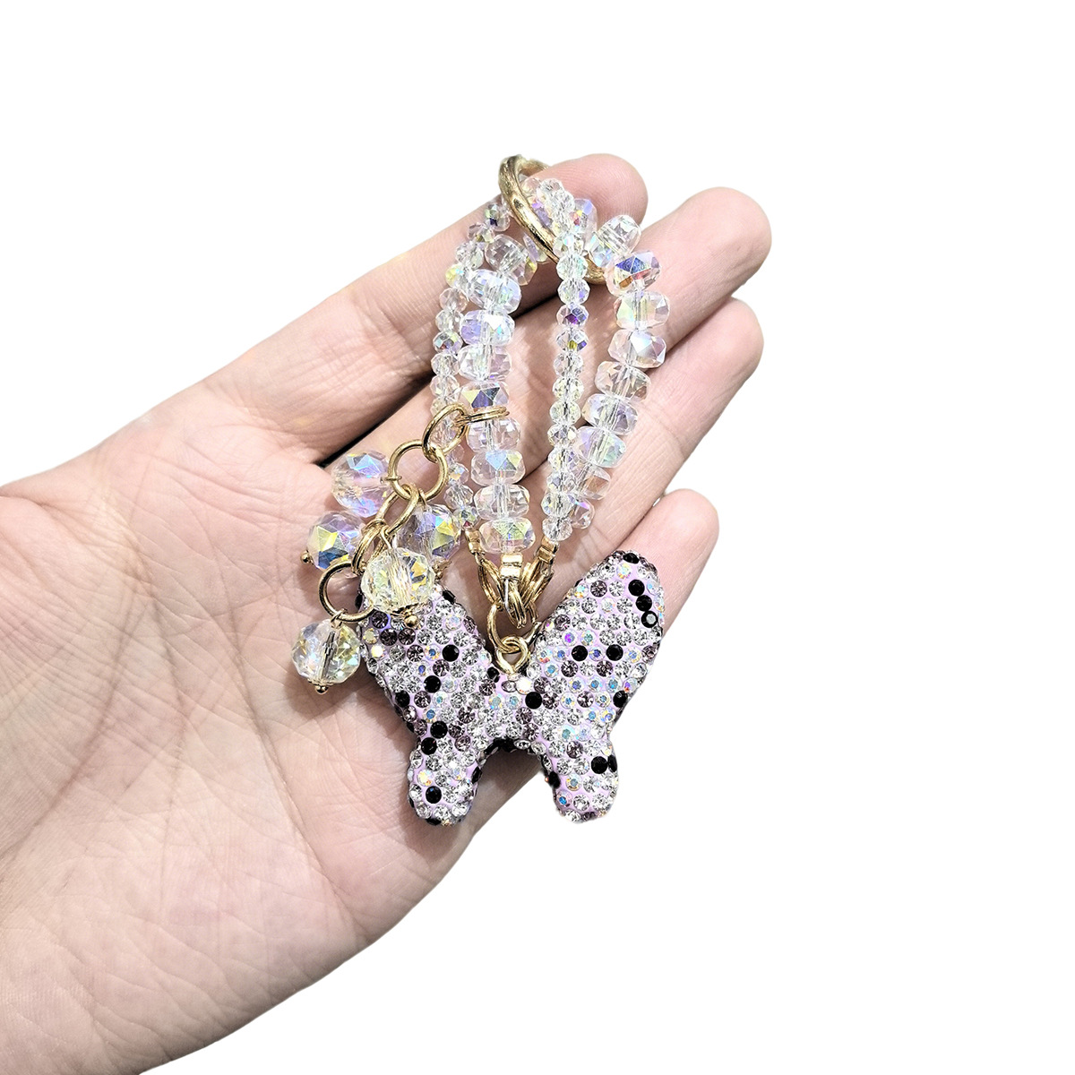 Red butterfly cartoon keychain pendant macaron flowing sand oil toy Specification image