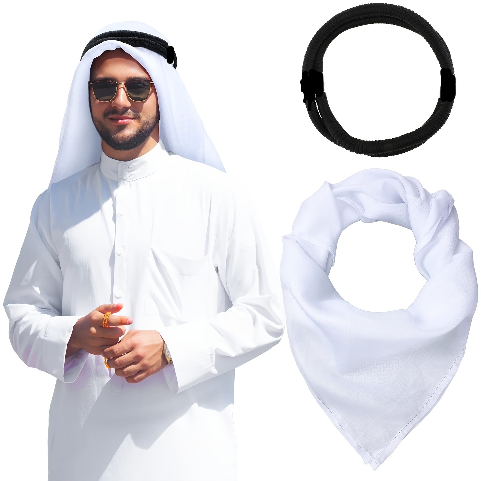 Cross-border Arab headscarves, Dubai headscarves, Saudi and Afghan travel bags, headwear. Men do not need headbands + headscarves Specification image