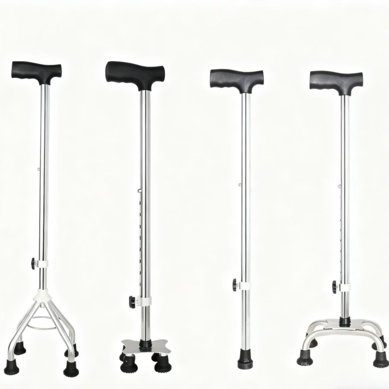 The manufacturer's elderly walking stick, four-corner walking stick, thickened stainless steel walking stick, adjustable, lightweight and anti-slip walking stick for the elderly Application Scenario