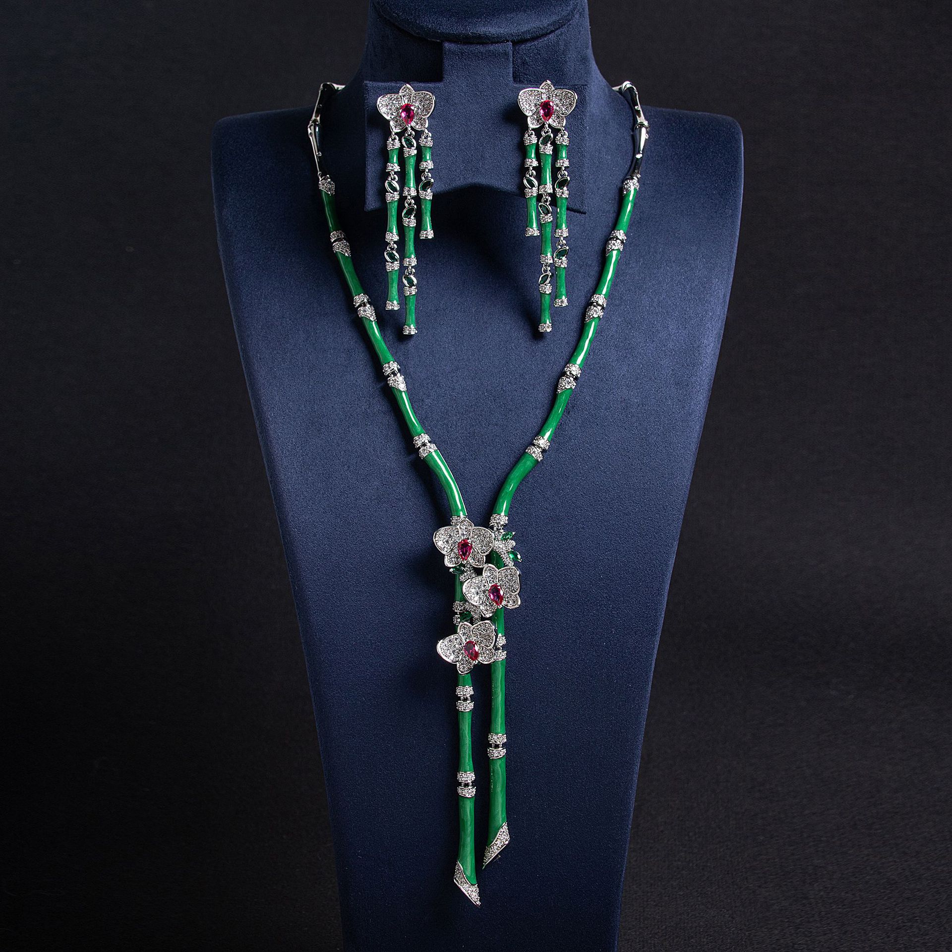 Lanfang kingzhu collar pendientes set desmontable orquídea broche lujoso goding joyería accesorios de banquete mujeres LYTJ30676 gutisa joyería moda multiplos accesorios vestido de banquete joyería details Picture