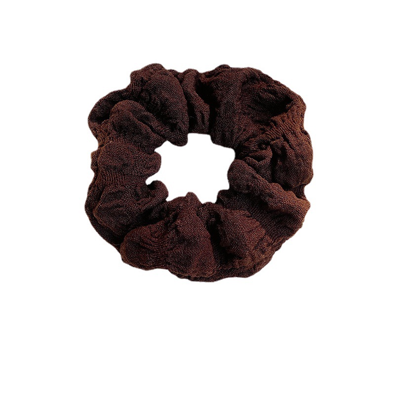 Skin-friendly, soft and smooth, pleated solid color large intestine hair band, retro bun hairstyle, cream puff hair tie, ins leather band hair accessory for women Item Picture