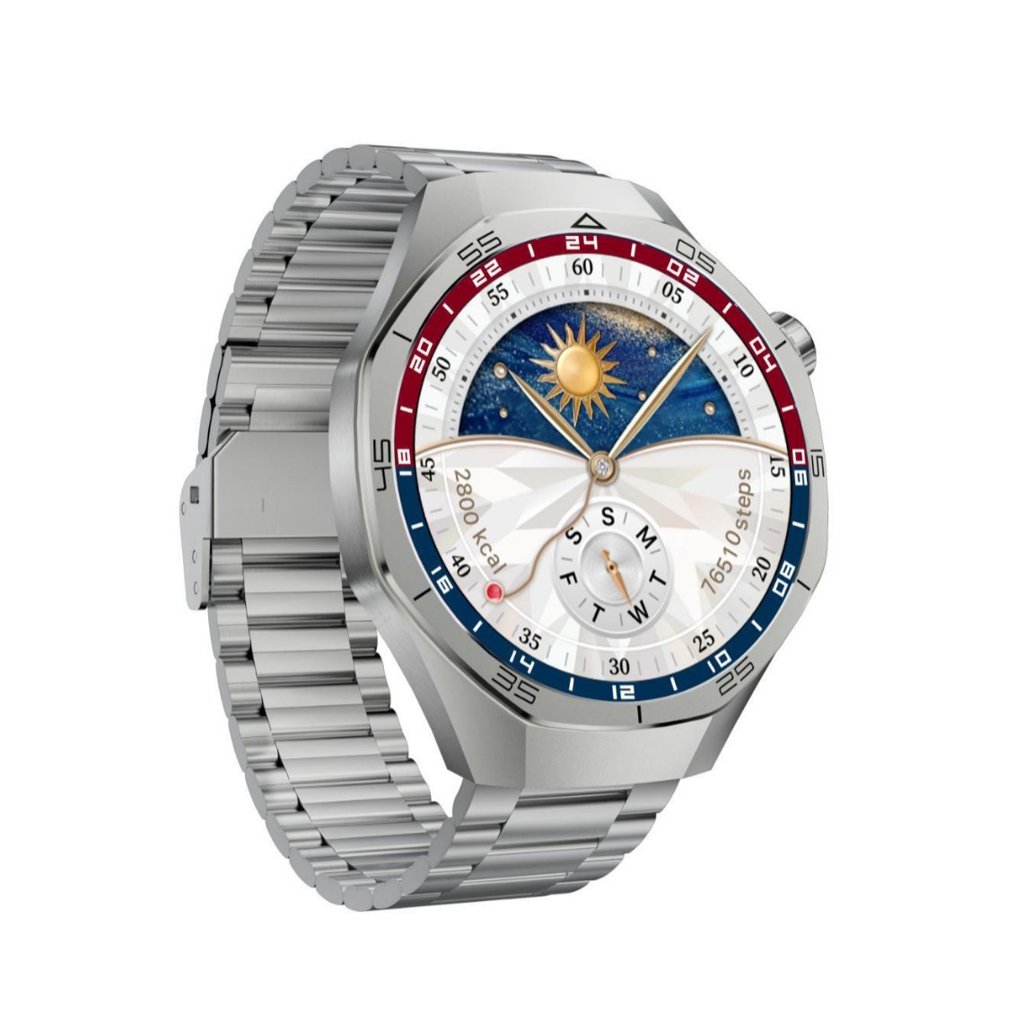 新款智能手表华强北蓝牙血糖支付NFC心率心电男士老人手表白底实物图