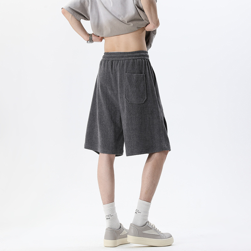 American pleated herbbone shorts, retro loose straight-leg plus-size summer sportswear casual commuter streetwear capri pants full figure