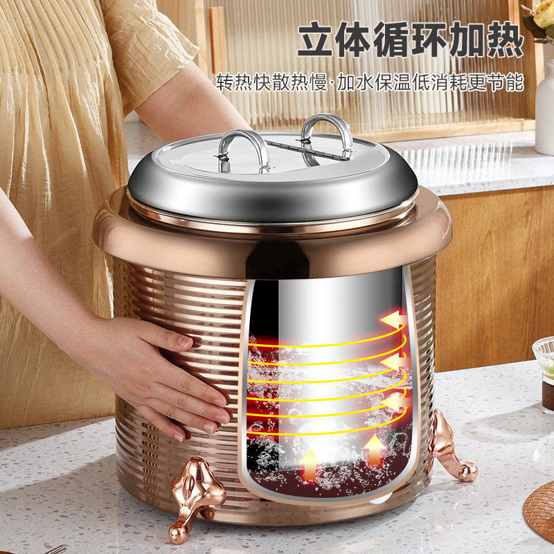 Stainless steel electric warm soup pot, commercial electronic insulated soup pot, hotel buffet electric heating warm soup stove Specification image