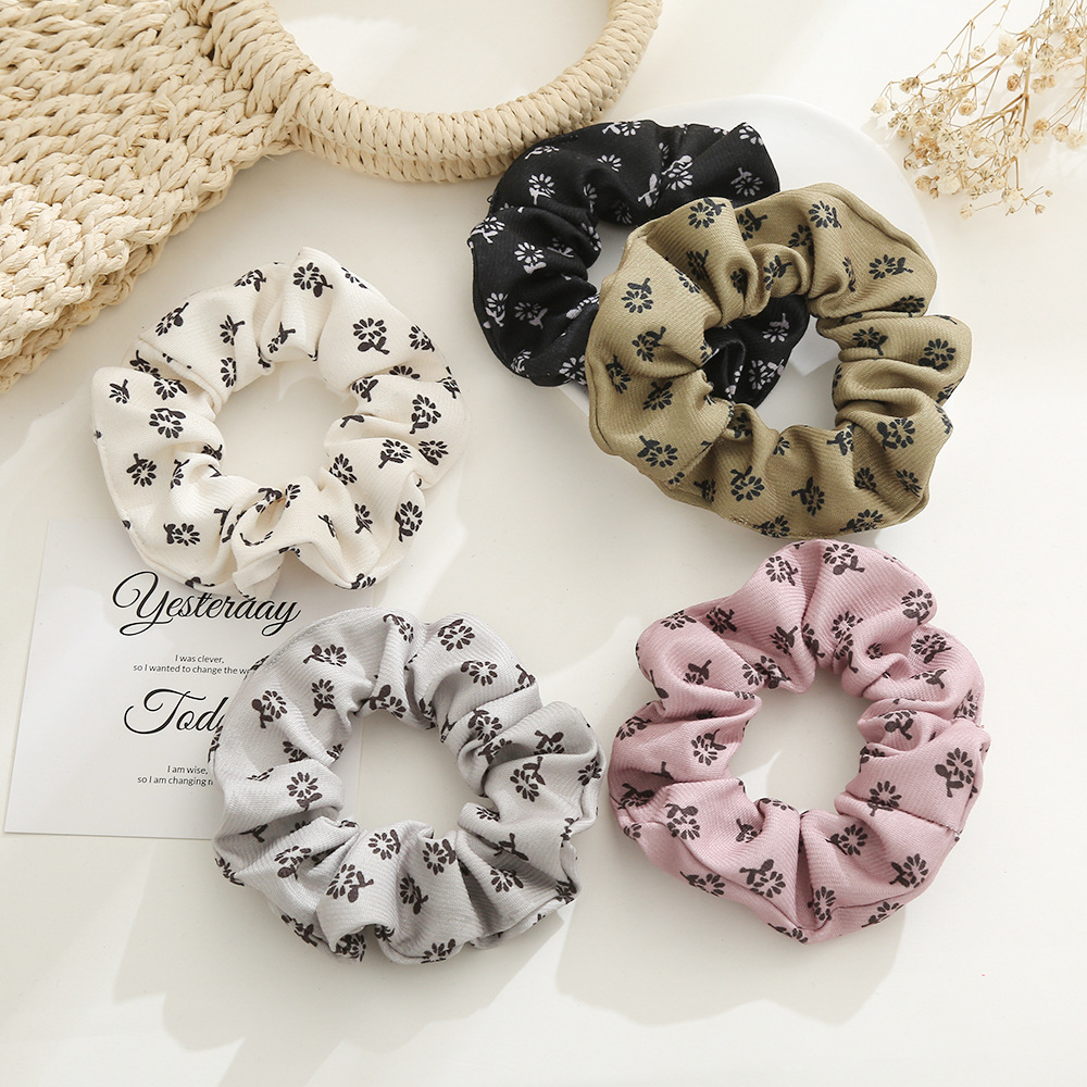 New Chinese-style pleated large intestine hair rings, fresh and delicate floral hair tie headwear, bun head, large elastic large intestine hair rings wholesale