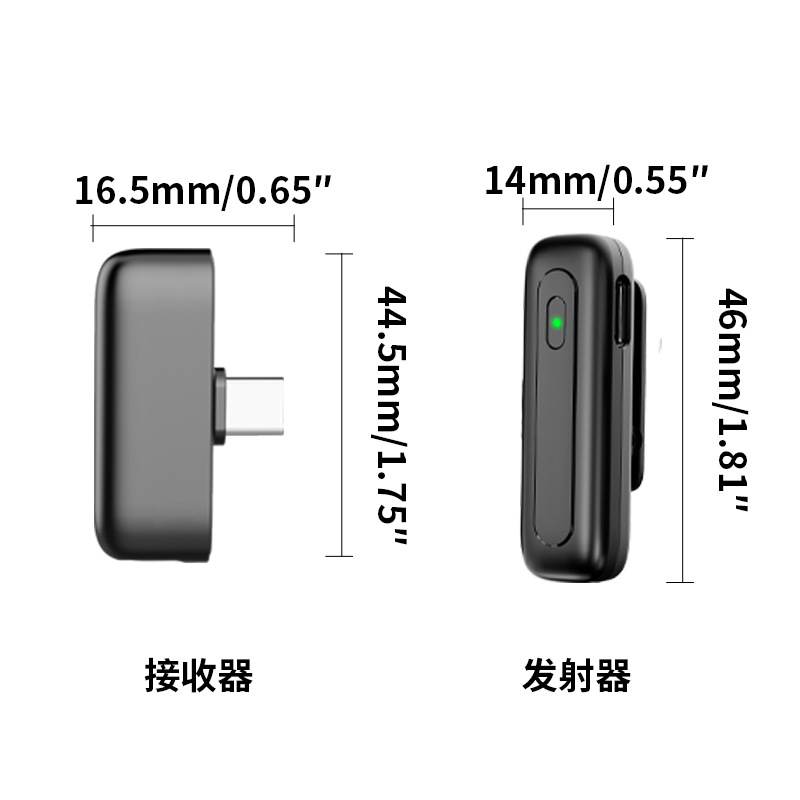 新款M6无线领夹麦克风AI降噪混响直播专用话筒收音麦克风视频vlog白底实物图