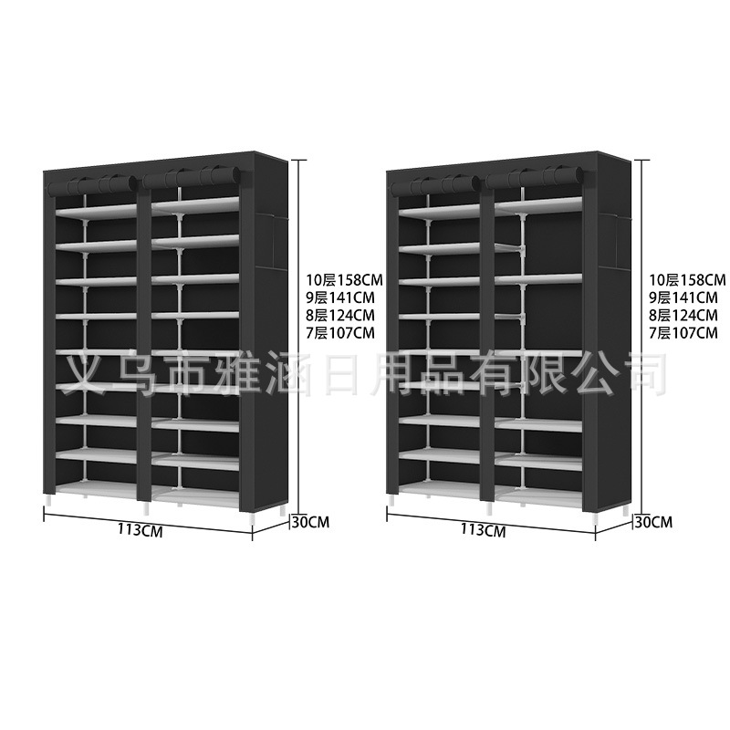 跨境双排多层布艺防尘拉链鞋柜家居大容量简易鞋柜多功能收纳鞋架详情图5