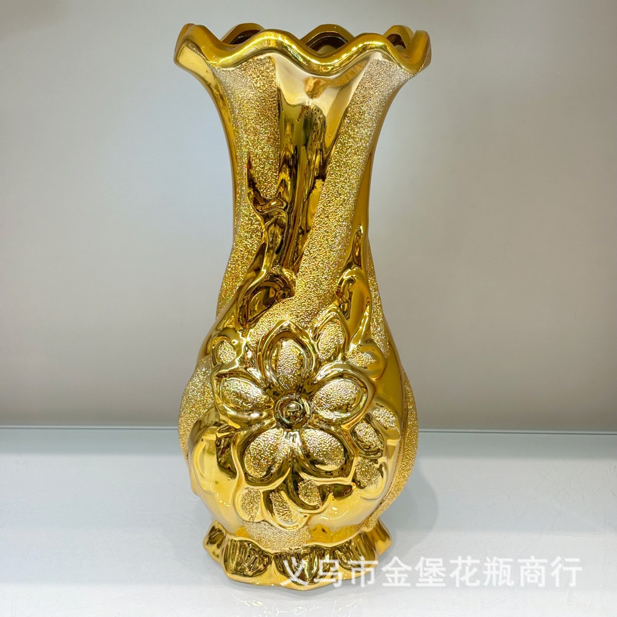 12寸陶瓷花瓶佛前供奉金色银色拜佛集福祭拜心诚图