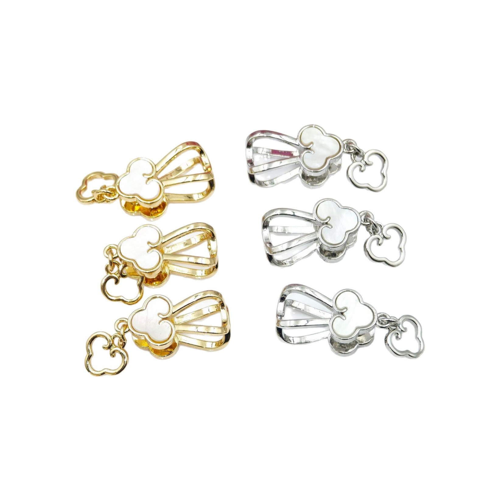 Pearl necklace clasp, Xiangyun shell clip clasp, spring elastic press clasp, handcrafted end clasp, sweater chain diy accessories Item Picture