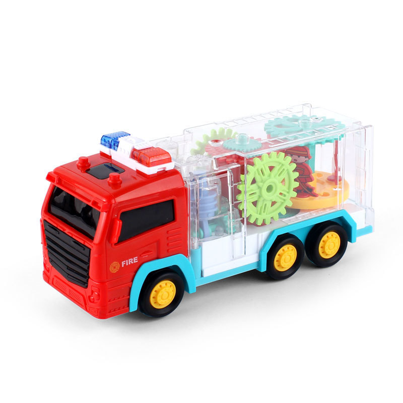 Wholesale of electric universal transparent gear fire engines, colorful lights, music cars and children's toys Item Picture