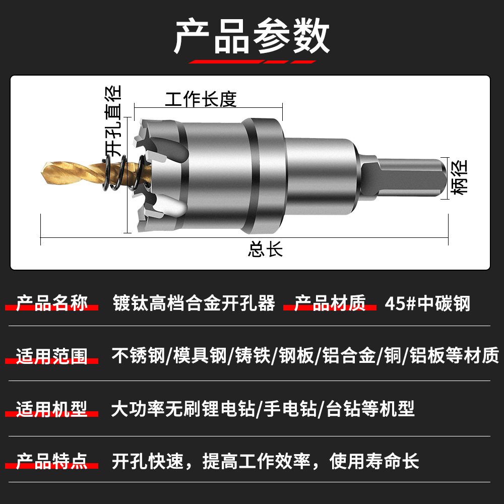 Alloy hole opener, TCT hard alloy stainless steel hole opener, reaming drill, aluminum alloy titanium-coated drill Application Scenario
