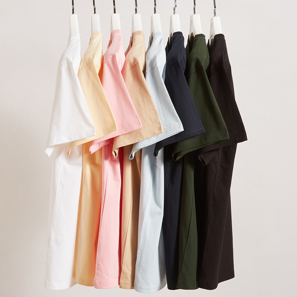 Yiwu warehouse 230g cotton men's round-neck short-sleeved T-shirt, solid color blank base layer shirt, group uniform Specification image