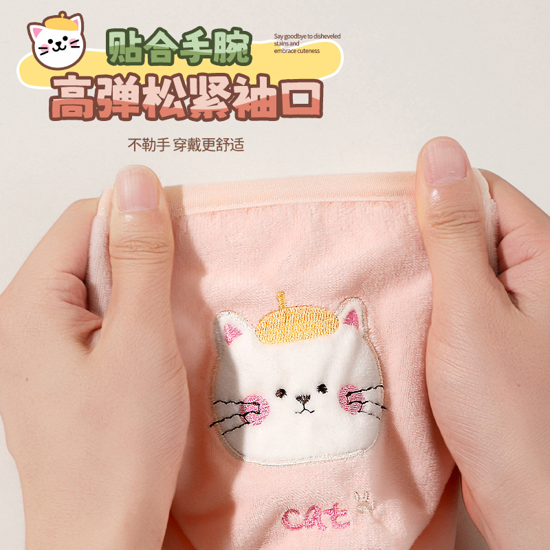 儿童袖套防水防污保暖袖套可爱宝宝护袖小孩儿童卡通绒布秋冬袖套详情图2