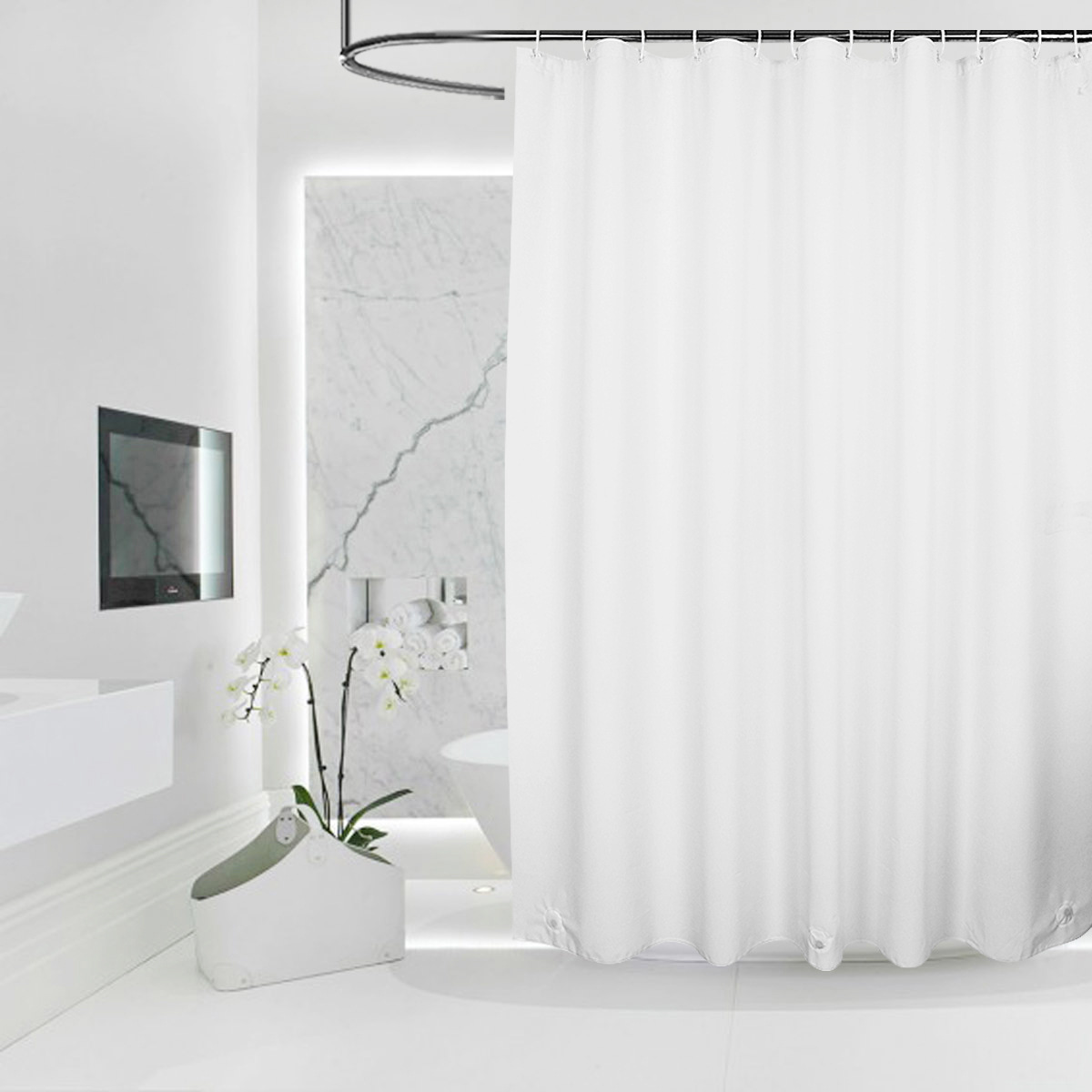 浴帘防水布纯色浴室卫生间保暖帘子加厚窗帘隔断遮光淋浴挂帘细节图