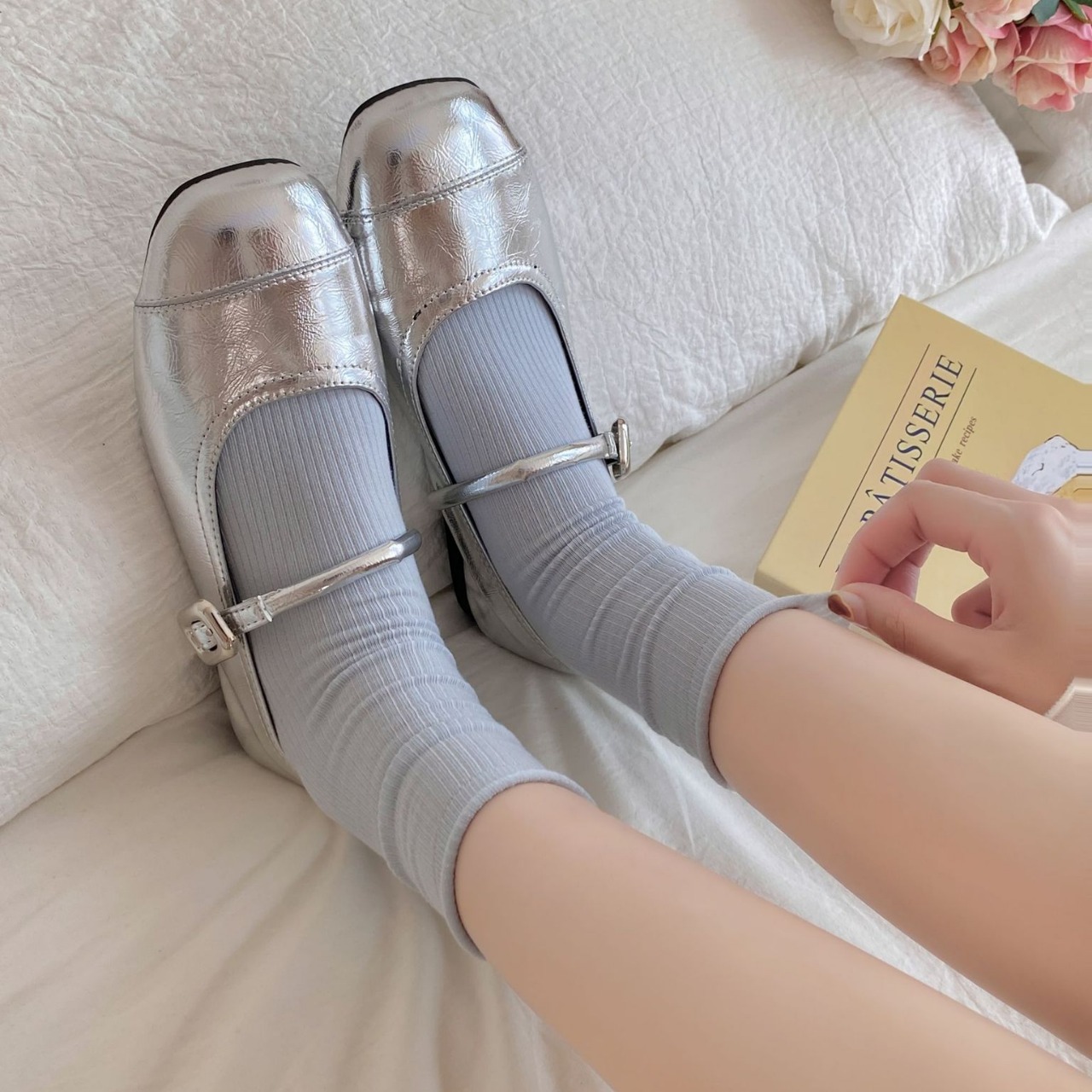 Sock stall, one-piece consignment, rolled-edge, pile socks for women, summer thin Korean style, ins solid color, simple and versatile, vertical strip, loose, boneless postpartum socks, one-piece consignment Specification image