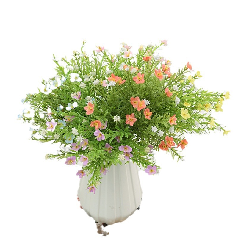 Dove Artificial seven-pronged jasmine artificial flower plastic plant wholesale, garden plants, outdoor home decoration small bunch flowers Item Picture
