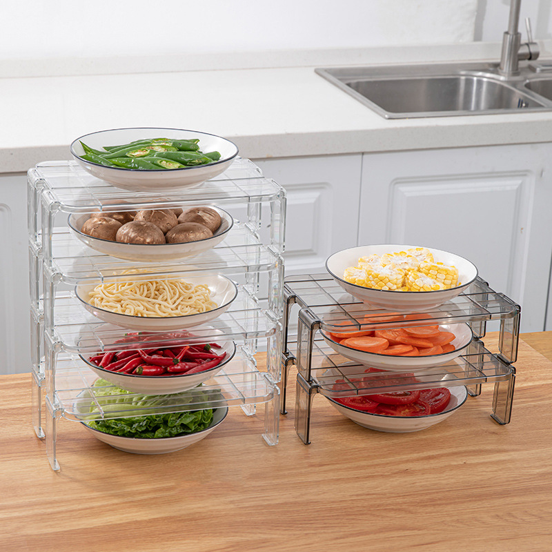 The interior of the refrigerator storage rack is equipped with multiple layers of kitchenware for household use. It features a tiered and partitioned noodle bowl rack and a seasoning bottle storage rack Specification image