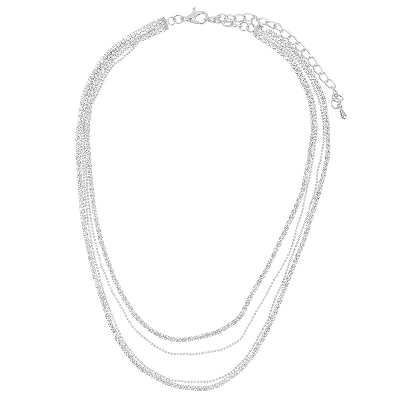 Amazon's best-selling European and American style necklace accessories, layered water diamond necklaces, cross-border trendy street style popular multi-layer necklaces wholesale supply Item Picture